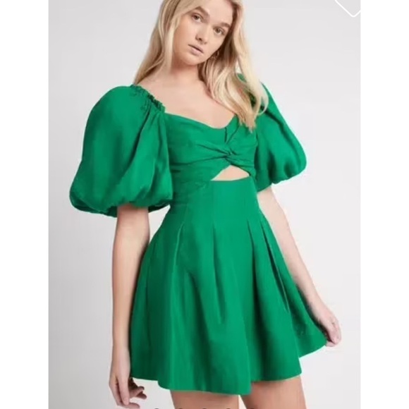 AJE Dusk Knot Puff Sleeve Emerald Green Mini Dress size 4 - Picture 3 of 6